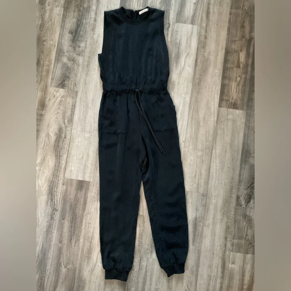 Alice + Olivia Zila Sleeveless Jumpsuit Women's XSBlack Solid Tie Waist Zip Back
